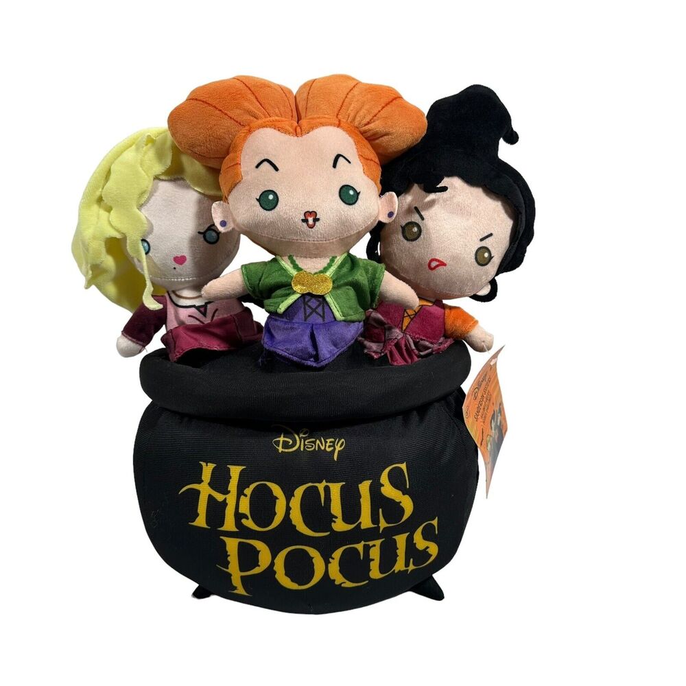 Disney Hocus Pocus Halloween Sanderson Sisters Cauldron Plush Home Goods NWT